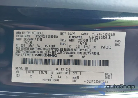 2023 Ford F-150 Xl from USA, damaged, VIN 1FTMF1C50PKE48492